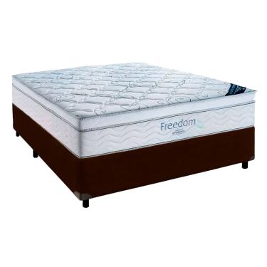 Imagem de Cama Box Marrom e Colchão Casal Freedom Ortobom