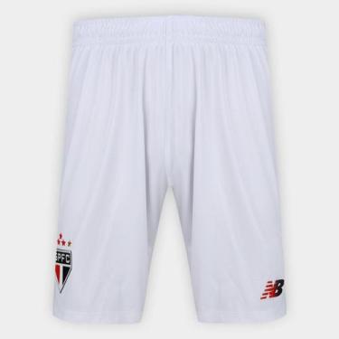 Imagem de Calção São Paulo I 26/27 New Balance Masculino, Branco, Vermelho, GG