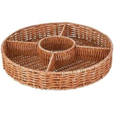 Imagem de Petisqueira Rattan Claro 5 Repartições 30x5,5cm - Mimo Syle