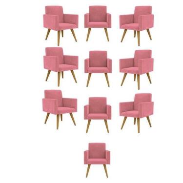Imagem de Kit 10 Poltronas Decorativas Nina Sala Suede Rosa Balaqui Decor