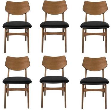 Imagem de Kit com 6 Cadeiras Madeira Maciça e Pvc Edna - Rivatti
