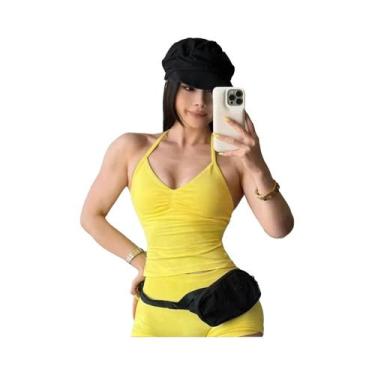 Imagem de Top De Ginástica Feminino Sem Costura Longline Com Alças E Costas Aber