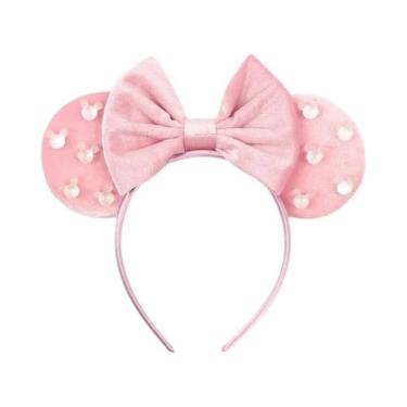 Imagem de Tiara De Veludo Com Orelhas De Rato Para Meninas, Faixa De Cabelo Maci