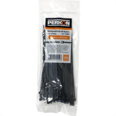 Imagem de Abracadeira Nylon Perkon Preta 2,5X150 100 Pecas 12 1280