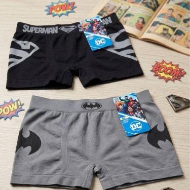 Imagem de Cueca Boxer Infantil em Poliéster Estampas Heróis - Altomax, G, Preto