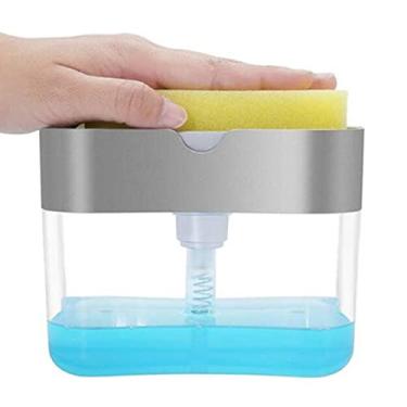 Imagem de Dispenser Sabão 2x1 Detergente Suporte Porta Bucha Esponja Dosador Super Pratico Inovação