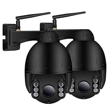 Imagem de Câmera de segurança PTZ WiFi externa, câmera de vigilância CCTV IP 1080P com detecção de movimento de visão noturna com áudio bidirecional IP66 (2pcs)