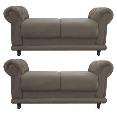 Imagem de Kit 02 Recamier Barcelona Suede Marrom Rato