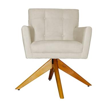 Imagem de Poltrona Decorativa Onix Pés Giratório de Madeira Suede Bege - DS Estofados