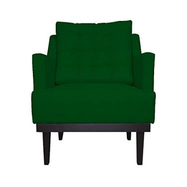 Imagem de Poltrona Decorativa Stefanie Com Base Madeira Tabaco Suede Verde - DS Estofados