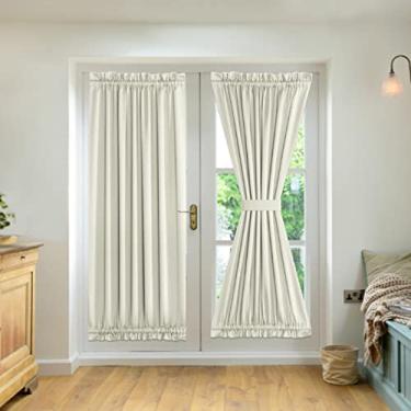 Imagem de Yuwao 2 painéis cortinas de porta francesa com rod bolso tieback interior bloqueio de sol privacidade ilhós cortinas cortina blackout térmica para janela cozinha pátio portas 25 x 72 polegadas