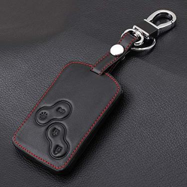 Imagem de CSHU Porta-chaves com 4 botões para carro capa porta-chaves porta-chaves com anel, adequado para Renault Clio Logan Megane 2 3 Koleos Scenic Card