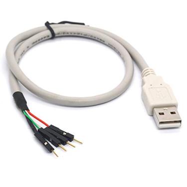 Imagem de PIIHUSW Cabo de cabo de pino de cabeçalho USB 2.0 para 2,54 mm Breadaway - USB 2.0 tipo A macho para adaptador de 4 pinos 2,54 mm macho (40 cm)