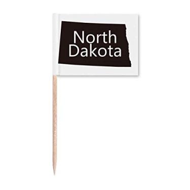 Imagem de North Dakota America Mapa EUA contorno palito bandeiras marcadoras decoração de festa