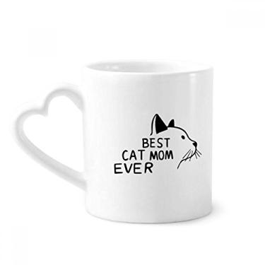Imagem de Best Cat Mom Ever Quote DIY Design Caneca Café Cerâmica Copo de Coração de Vidro