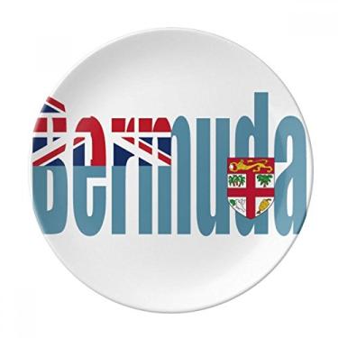 Imagem de Bermuda Placa de nome da bandeira do país decorativa de porcelana Salver louças de jantar
