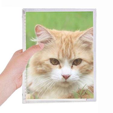 Imagem de Caderno de animal de estimação com listras amarelas com estampa de gato e folhas soltas diário recarregável