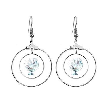 Imagem de Globe London Olho Torre Eiffel Aquarela Brincos Femininos Pendentes Argola Joias Círculo Gota