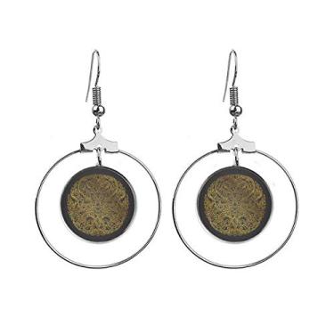 Imagem de Brincos circulares de folha dourada da Tailândia com argola pendurada, joia circular