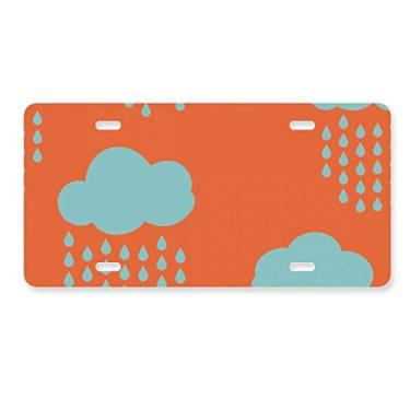 Imagem de DIYthinker Placa de carro Cloud Rain Drip padrão laranja decoração de carro acessório de aço inoxidável