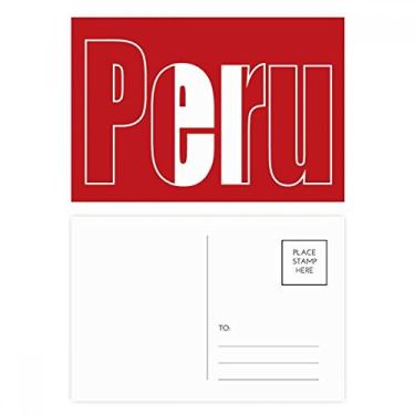 Imagem de Conjunto de cartão postal com nome da bandeira do Peru para aniversário, cartão de agradecimento