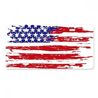 Imagem de DIYthinker Estrelas e listras Air Brushing Bandeira dos Estados Unidos Placa de carro Decoração de aço inoxidável Acessório