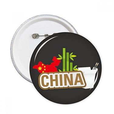 Imagem de Mapa chinês marrom bambu China Town pinos redondos distintivo decoração roupas 5 peças presente