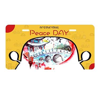 Imagem de DIYthinker Placa de carro com ponte chinesa de lanternas chinesas para decoração de carro Dia da Paz