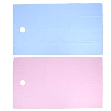 Imagem de Fockety Lençol de cama de salão de beleza, lençol de cama de massagem mais macio, tacos para salões de beleza spa (rosa + azul)