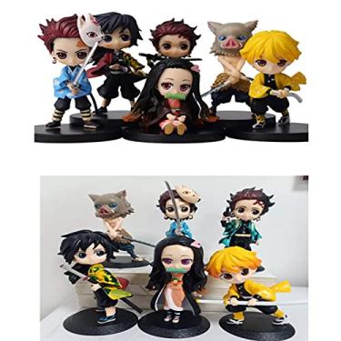 Imagem de Action Figure Kit 6 Peças Kimetsu No Yaiba Qposkets Lindos