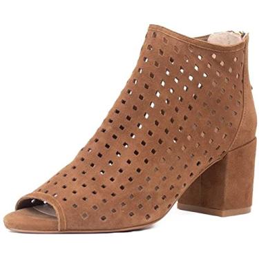 Imagem de Cecelia New York Nikki Peeep Toe Shootie Chestnut Corte Laser, Marrom, 6