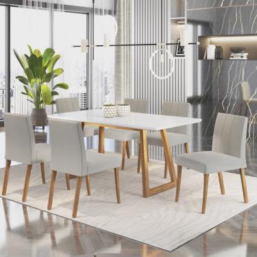 Imagem de Conjunto Sala de Jantar 1 Mesa e 6 Cadeiras Ametista Tradição Móveis