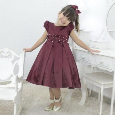 Imagem de Vestido Infantil Vermelho Marsala - Moderna Meninas