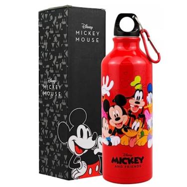 Imagem de Garrafa Garrafinha Squeeze Alumínio Com Tampa 500ml Disney Mickey Vermelha Água Suco Bebida Escola Trabalho Academia Passeio
