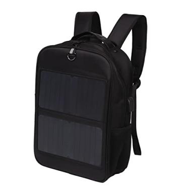 Imagem de Mochila solar de 14 W, mochila de energia de painel solar à prova d'água com alça e porta de carregamento USB, bolsa ergonômica multifuncional para laptop, mochila para caminhada,