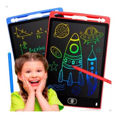 Imagem de Lousa Mágica Infantil Lcd 12 Tablet Escrever Desenhar Color - Exbom