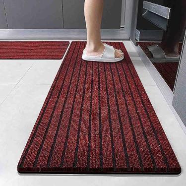 Imagem de Tapete de cozinha acolchoado antiderrapante tapetes impermeáveis tapete confortável para cozinha, chão, escritório, pia, lavanderia (vinho, 200x140cm)