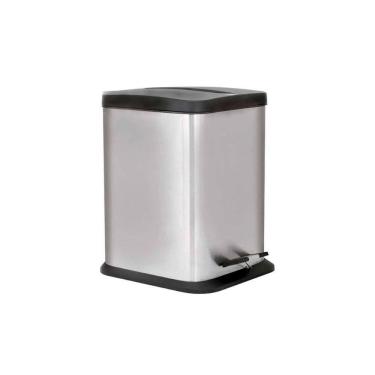 Imagem de Lixeira Inox Pedal Quadrada Mor Jaspe 6L Balde Removivel