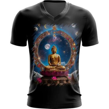 Imagem de Camiseta Gola V Buda Universo Lótus Imortalidade 5 - Kasubeck Store