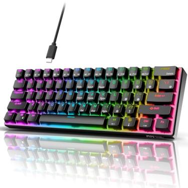 Imagem de Teclado mecânico 60% para jogos RK ROYAL KLUDGE RK61, com fio, programável para QMK/VIA, retroiluminação RGB, 61 teclas, ultracompacto, com hot swap (preto; switch marrom)