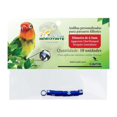 Imagem de Anilhas Anéis 4.5mm Agapornis Kakariki Red Rumped Forpus Catarina Neophema Metal Alumínio Coloridas Anel Fechado Marcação Número Identificação - 10 unidades (Azul)