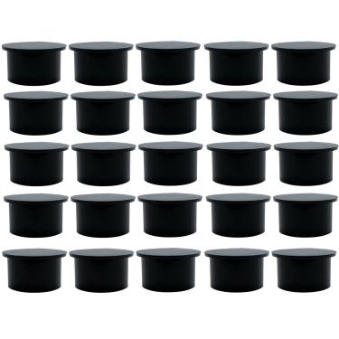 Imagem de Poolzilla Pacote com 25 capas pretas para furos para cerca de segurança para piscina | 2,54 cm de diâmetro que cabe em uma manga de 3,5 cm | Tampas de chão de segurança para deck e pátio