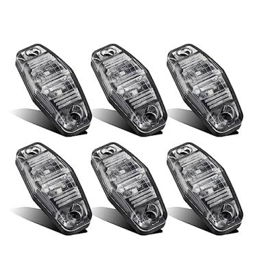 Imagem de Partsam 6 peças de mini luz de LED oval de 6,3 cm, 2 diodos, lentes transparentes âmbar, montagem universal, luzes laterais de reboque, mini luzes de LED ovais seladas para para-lamas laterais de reboque Montagem em superfície de caminhão impermeável