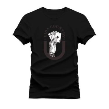 Imagem de Camiseta Plus Size Algodão Estampada Unissex T-Shirt Confortável Vida Country Jogue o Baralho-Unissex