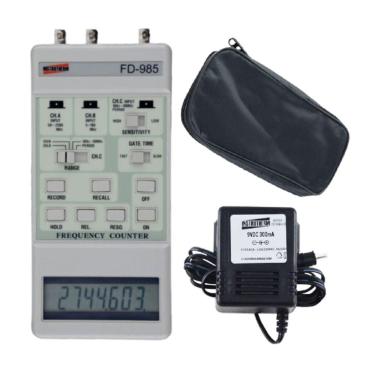 Imagem de Kit Frequencímetro Digital Faixa 2,5Ghz Hold Bnc 3 Canais Antena Fd-985 Portátil Instrutherm Estojo Adaptador Tensão