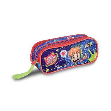 Imagem de Estojo Duplo Gato Galáctico Azul - Clio Gg24119f 9x6x21 Cm