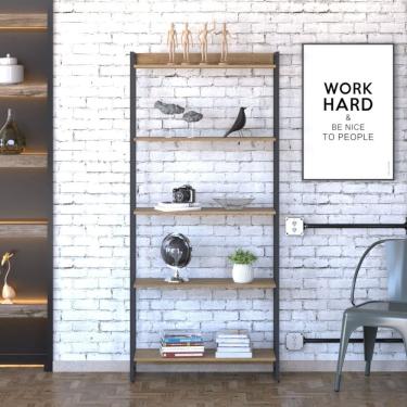Imagem de Estante para Livros Industrial Multiuso 5 Prateleiras 187x80cm Dynamica Yescasa Lâmina...