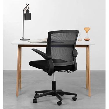 Imagem de Kit Escrivaninha Petit Branco e Olmo com Cadeira de Escritório Todd Preto - 1,18m