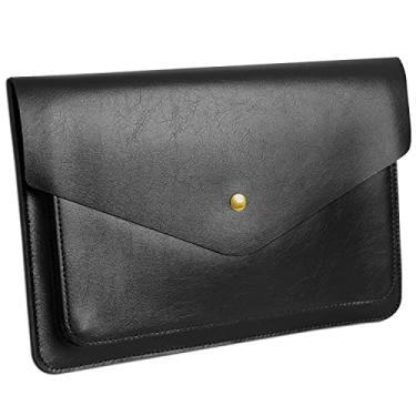 Imagem de Benfan Capa de couro para laptop compatível com MacBook Pro de 14 polegadas A2992/2918 M3 A2779/A2442, MacBook Air 13 A1466 A1369, MacBook Pro 13 A1502 A1425, Surface Laptop 13,5 cor preta