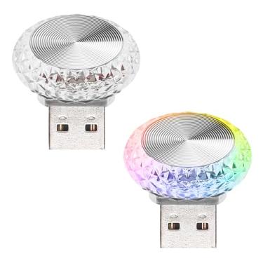 Imagem de Lâmpada LED USB para ambiente interior de carro, mini USB de cristal, luz ambiente interior de carro, luz ambiente de porta-malas, luz de decoração interior LED para todos os interiores de carros, 2